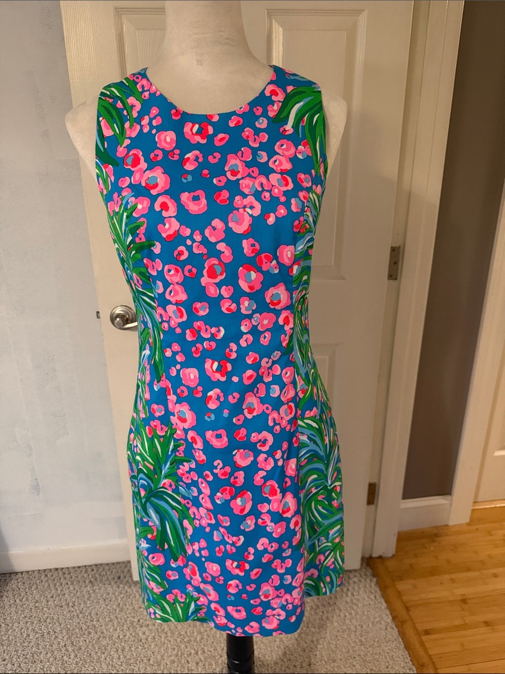 Lilly Pulitzer Blue Pink Green Floral Print Midi Dress